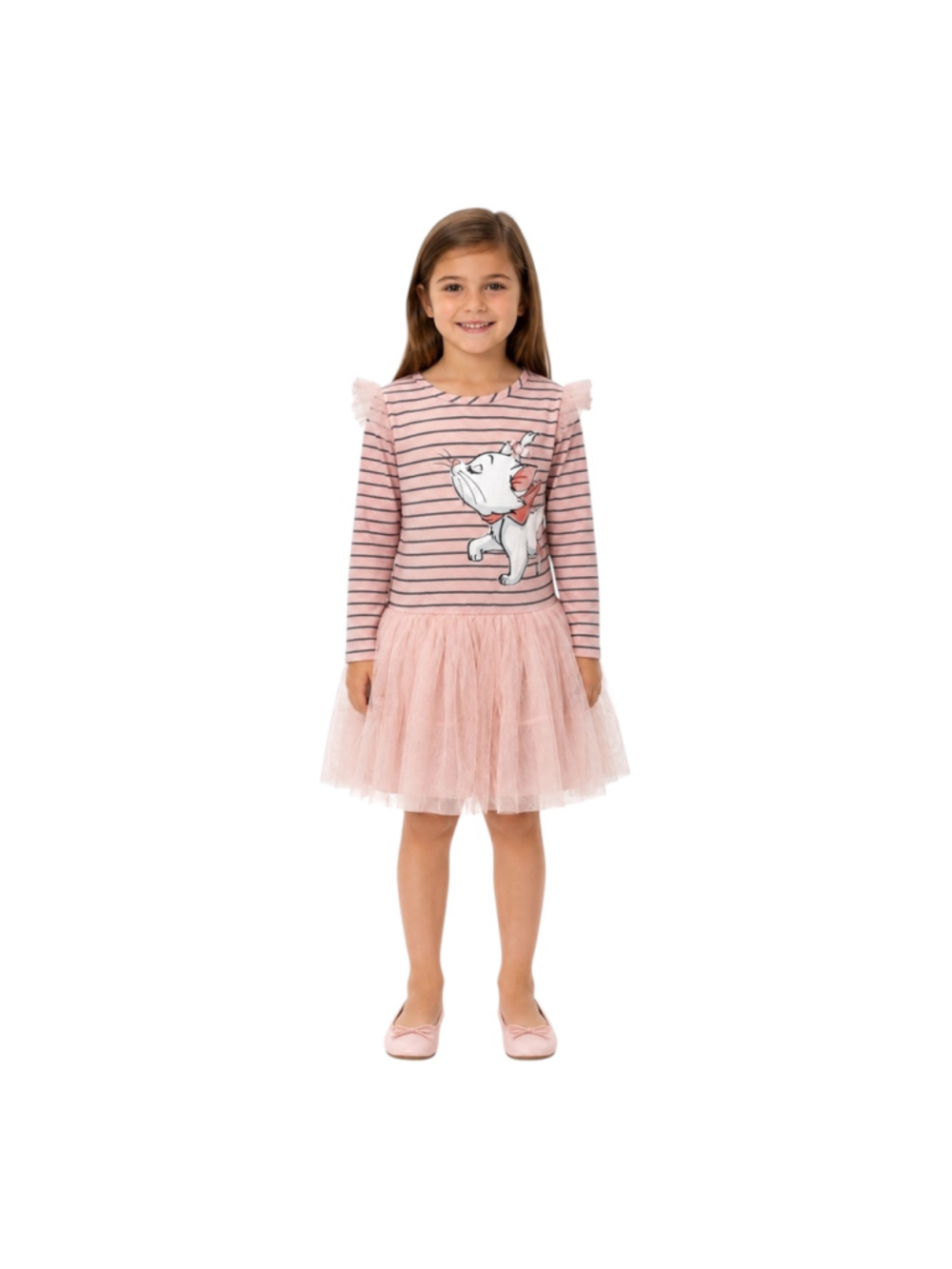 Disney Pippa & Julie Marie Cat Tutu Dress Girls 6X Pink Striped Ruffle